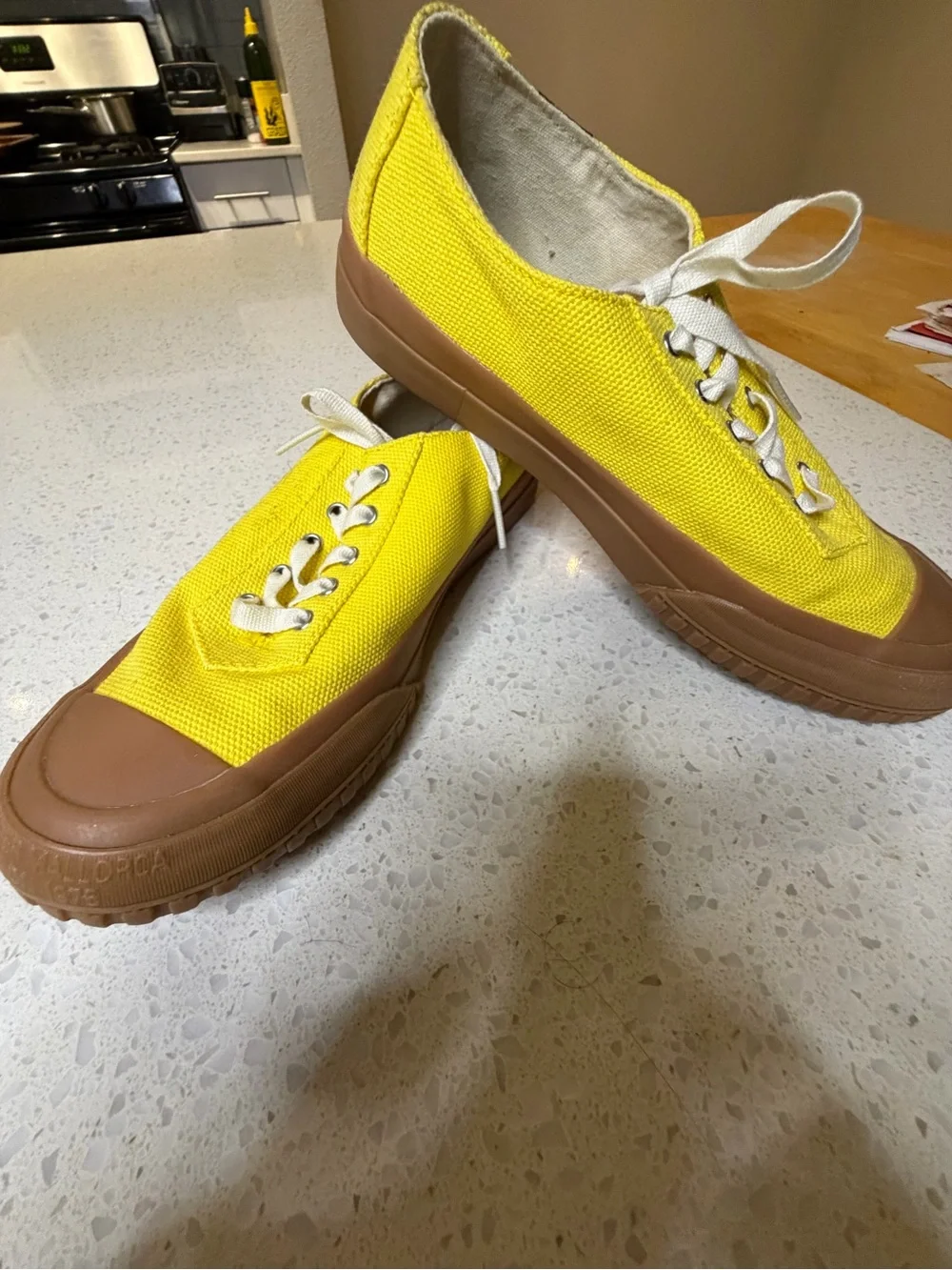 Camper Yellow Canvas Low-Top Sneakers with Brown Rubber Sole - Picture 1 of 4